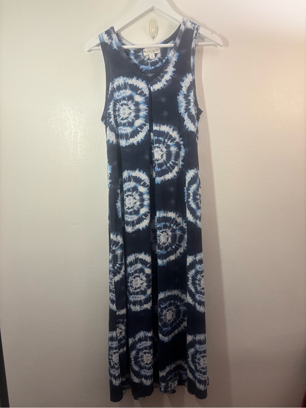 Koolaburra By Ugg Navy & White Tie-Dye Sleeveless Maxi Dress Size Medium